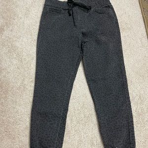 Black leopard joggers